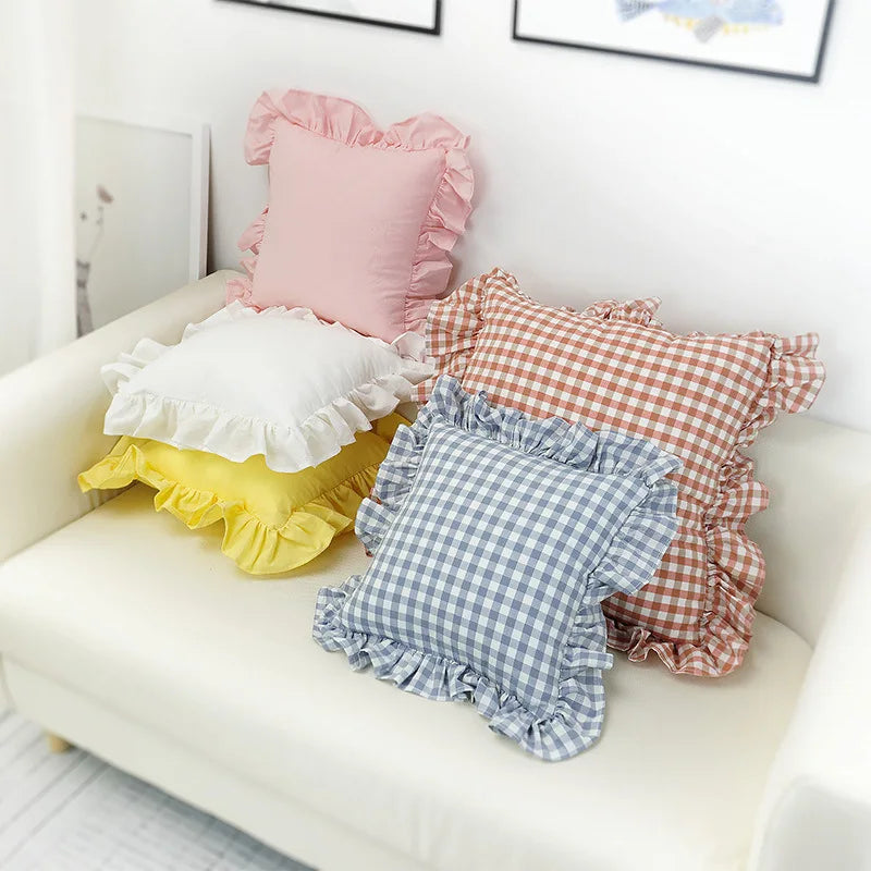 Afralia™ Checkered Ruffled Sofa Cushion Set - Modern Nordic Style for Comfortable Home Décor.