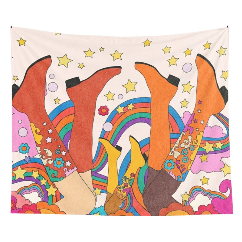 Afralia™ Rainbow Psychedelic Tapestry: Colorful Trippy Wall Decor for Girls' Dorm