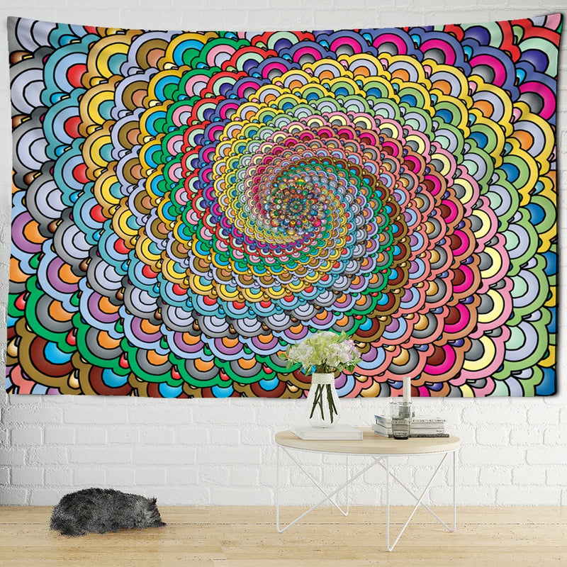 Afralia™ Mandala Tapestry Wall Hanging Psychedelic Beach Throw Hippie Bohemian Sleeping Pad