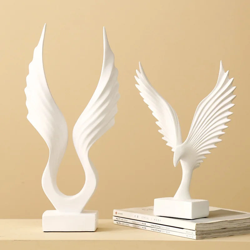 Afralia™ Angel Wings Sculpture: Nordic Modern Abstract Resin Home Decor Artware