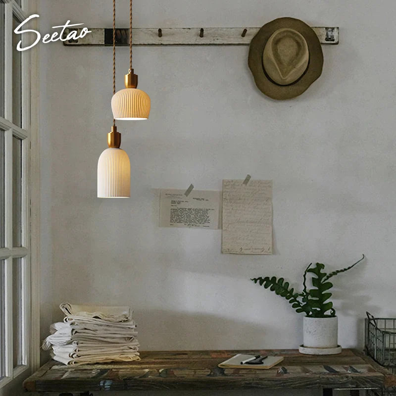 Afralia™ Ceramic Pendant Lights: Nodic Modern Hanging Lamp for Bedroom and Living Room
