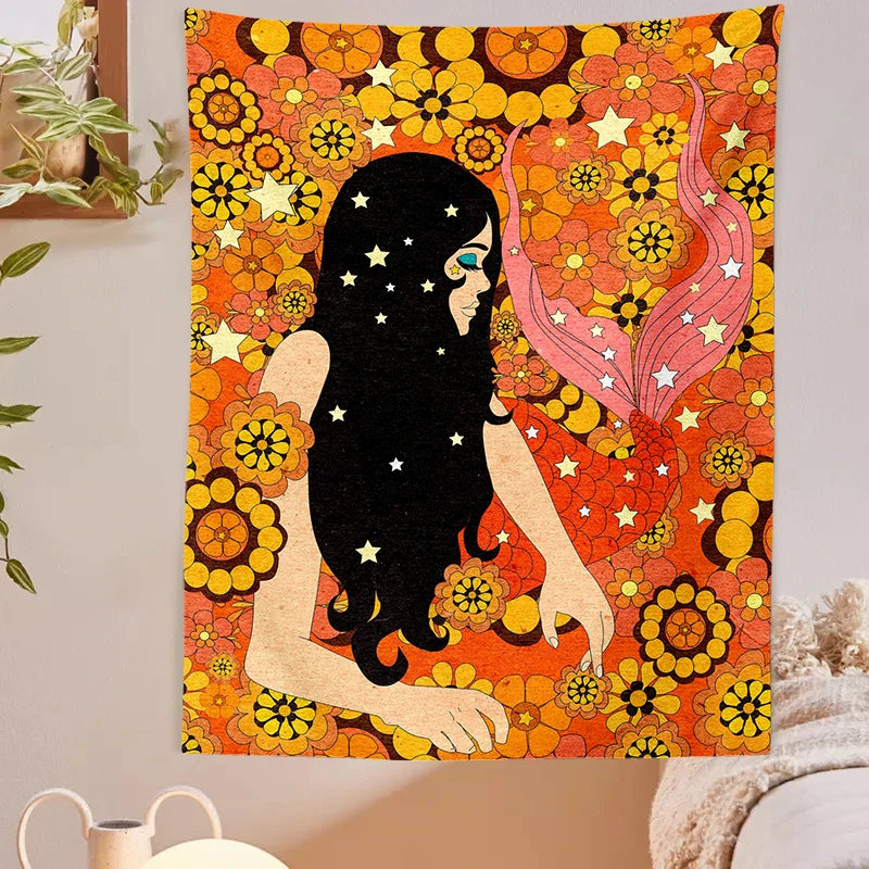 Afralia™ Retro Colorful Tapestry Wall Hanging for Girls Dorm Decor