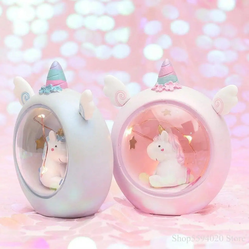 Afralia™ Unicorn Star Lamp Night Light Bedroom Decor Anime Figure Unicorn Print