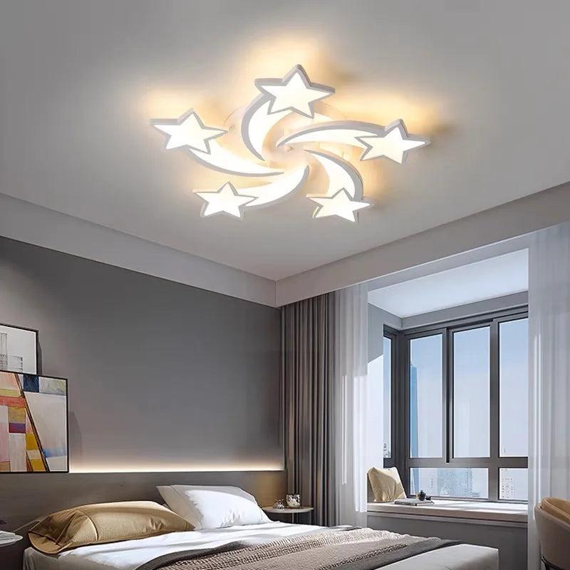 Afralia™ Modern Star LED Chandelier Lights With Remote Control for Home Indoor Lighting