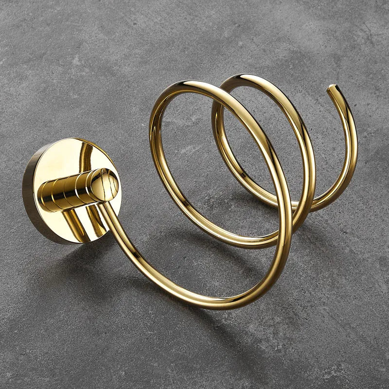 Afralia™ Hair Care Organizer Wall Shelf - Gold Hair Dryer & Straightener Holder Rack