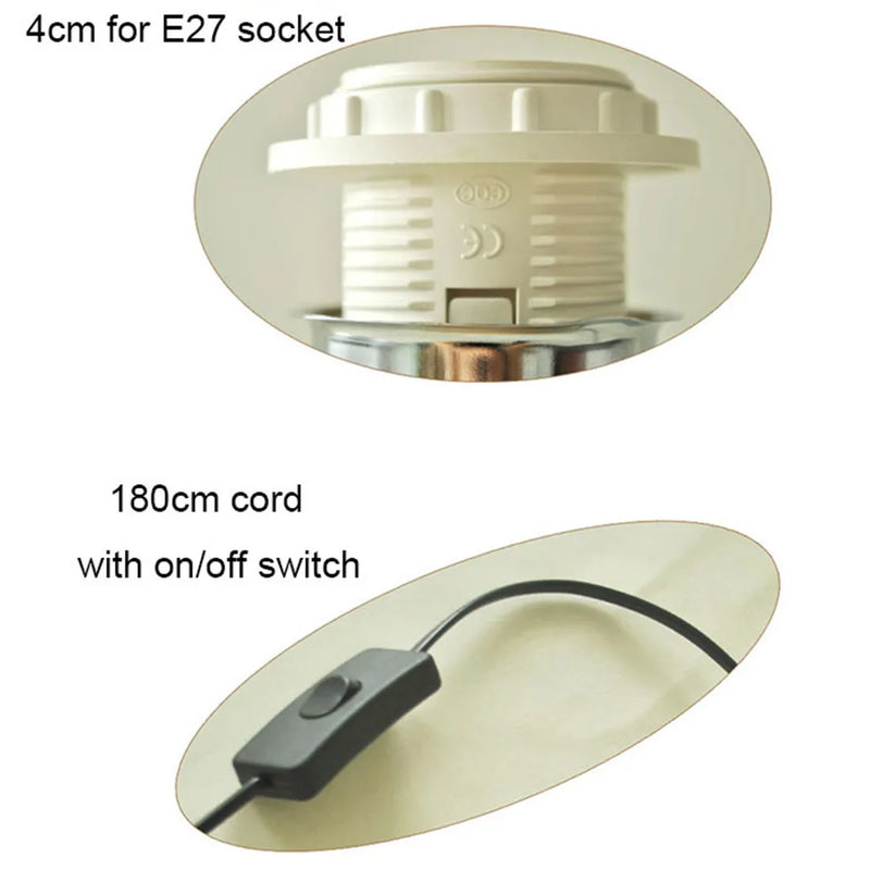 Afralia™ Round Wood Base E27 Table Lamp Holder with On/Off Switch