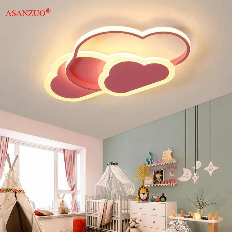 Afralia™ Cloud Pink LED Ceiling Lamp for Children's Room - Dimmable Modern Lighting