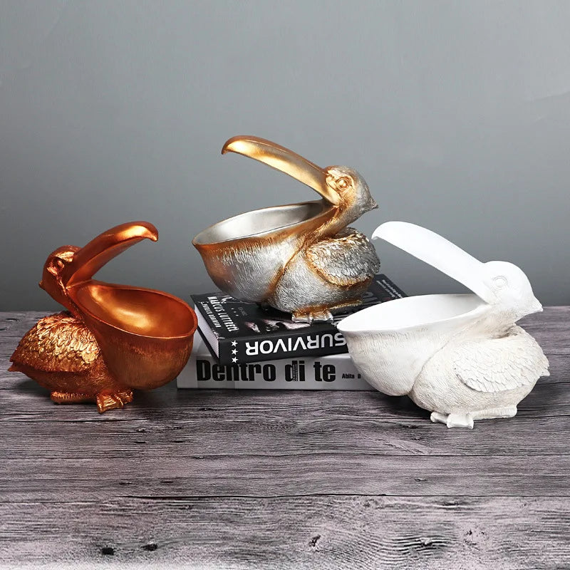 Afralia™ Pelican Statue: 22cm Resin Key & Candy Container for Home Decor & Storage