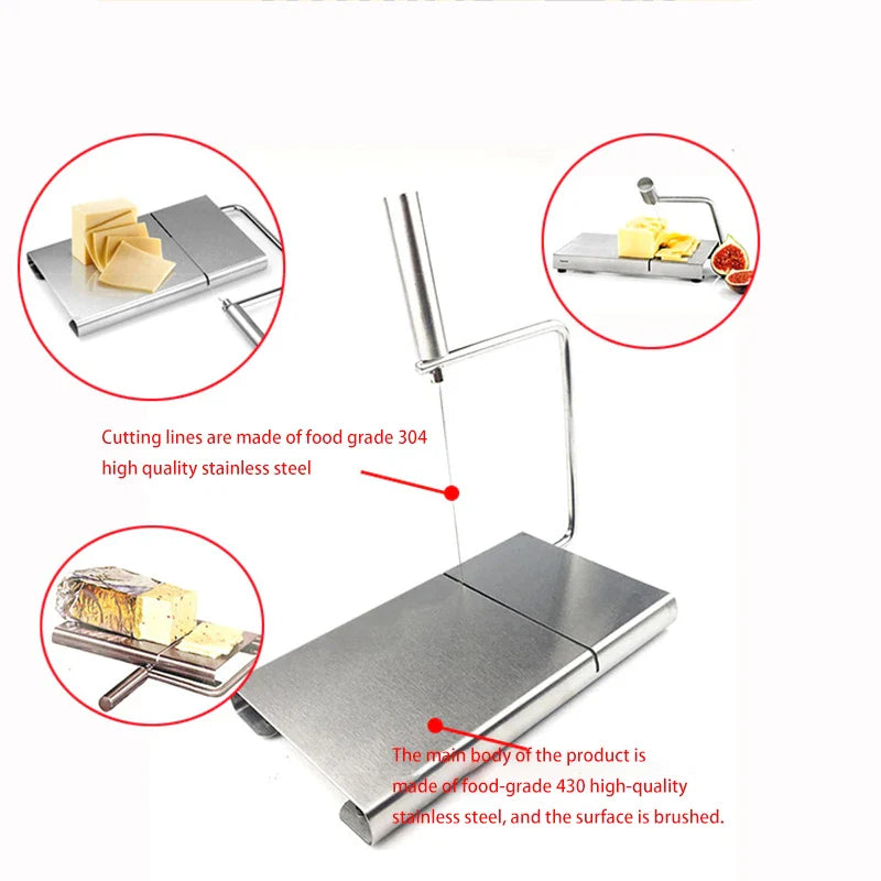 Afralia™ Stainless Steel Cheese Slicer with Replacement Wire - Essential Kitchen Tool