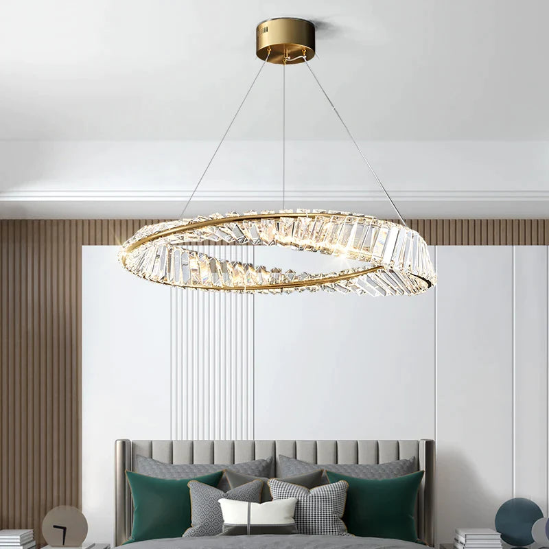 Afralia™ Crystal Ring Light: Postmodern Round Chandelier for Living Room, Bedroom, Dining Room