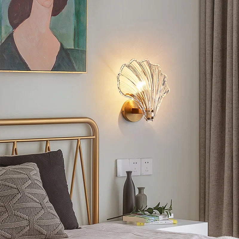 Afralia™ Crystal Shell Wall Light: Minimalist LED Lighting for Bedroom, Study, Living Room