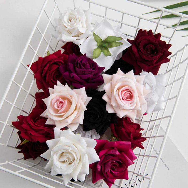 Afralia™ Pink Roses Head Scrapbooking Artificial Flowers Bridal Wedding Decor DIY