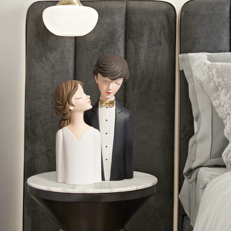 Afralia™ Modern Couple Bust Sculptures Sweet Woman Statue Home Decor Crafts