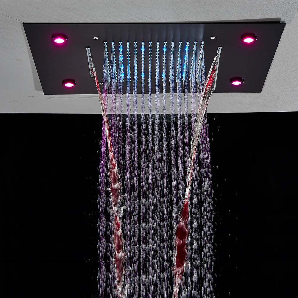 Afralia™ LED Rainfall Shower Head Ceiling Mount Large Size for Bathroom Shower
