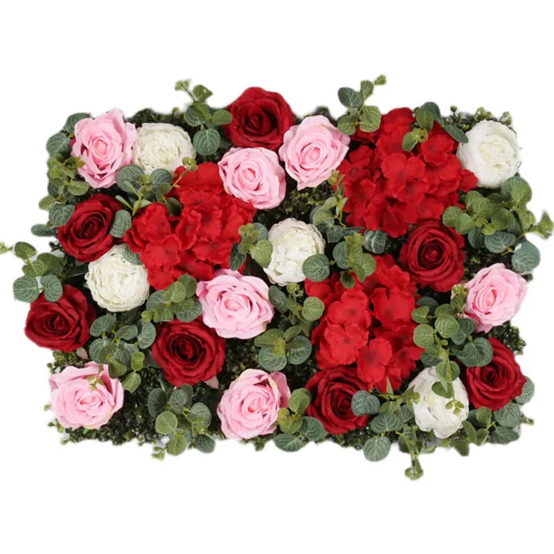 Afralia™ Romantic Pink Silk Rose Flower Wall for Wedding Party Celebration