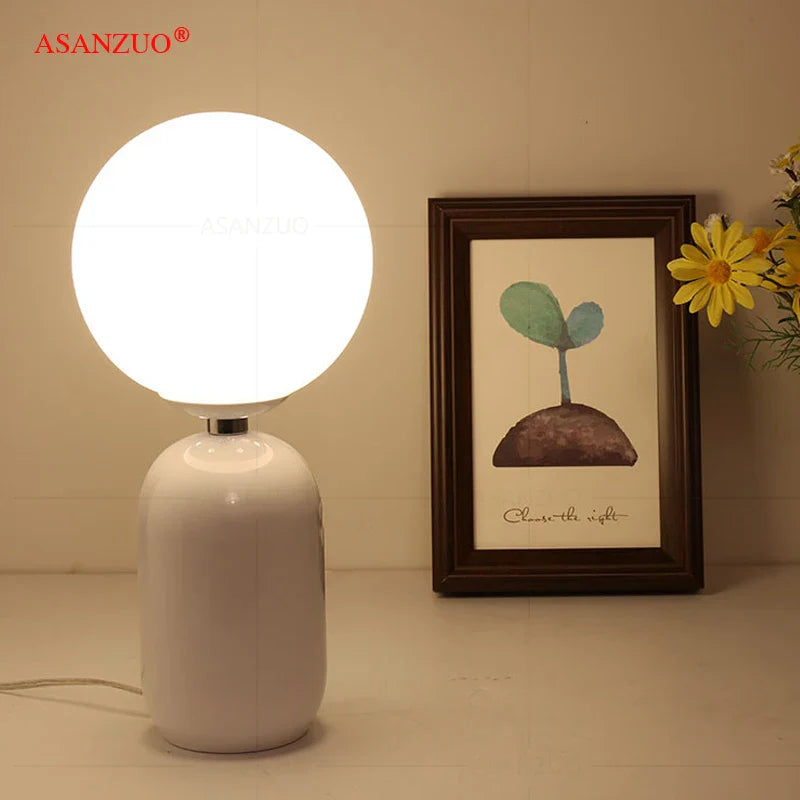 Nordic Glass Ball Table Lamp for Bedroom & Living Room by Afralia™