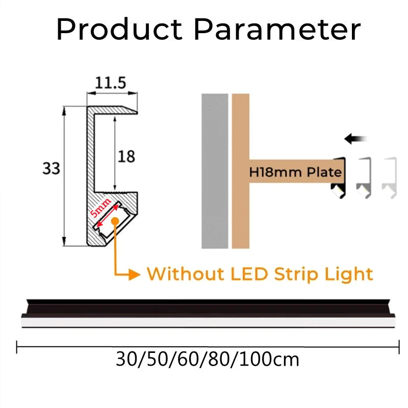 Afralia™ LED Shelf Light - Recessed Aluminum Profile for Cabinets & Closets