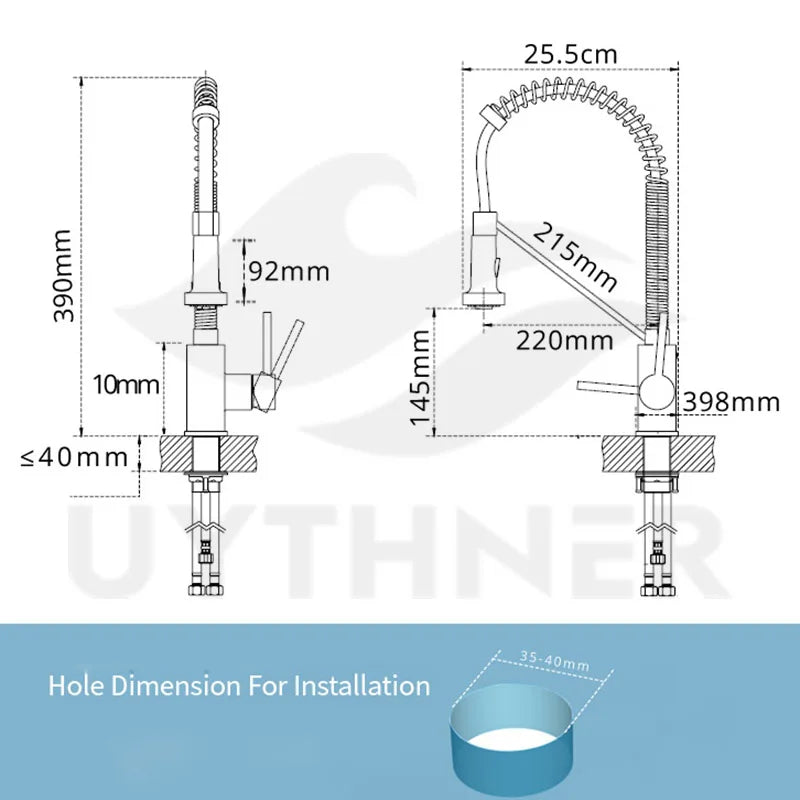 Afralia™ Chrome/Black Kitchen Faucet Pull Down - Single Handle 360° Rotation Mixer Tap