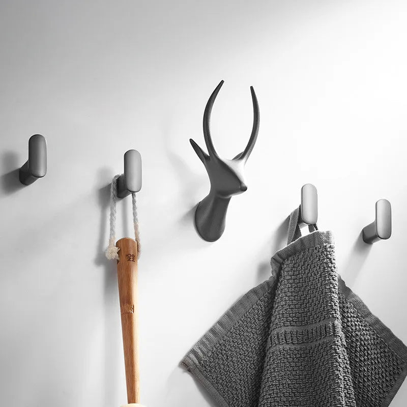 Afralia™ Gun Grey Robe Hooks: Wall Mount Towel Hanger for Bathroom, Clothes, Hat, Coat