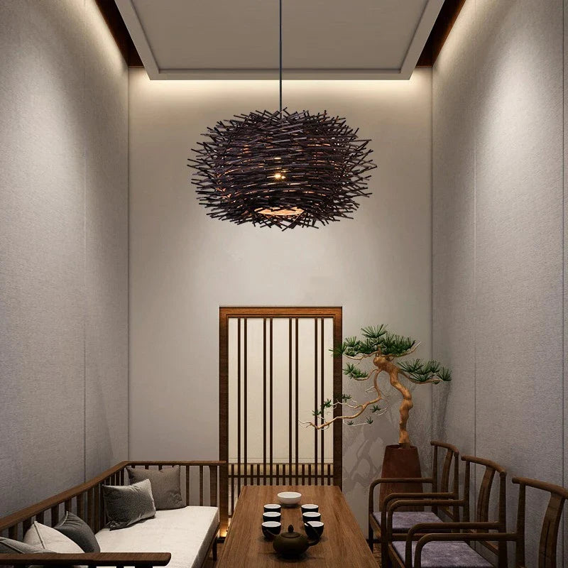 Afralia™ Rattan Wicker Bird Nest Chandelier - Modern Handmade Suspension Lighting