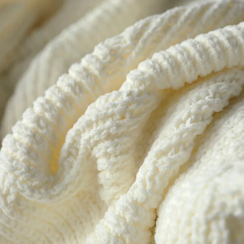 Afralia™ Chunky Chenille Knit Blanket with Pompoms - Cozy Home Decor & Sofa Throw