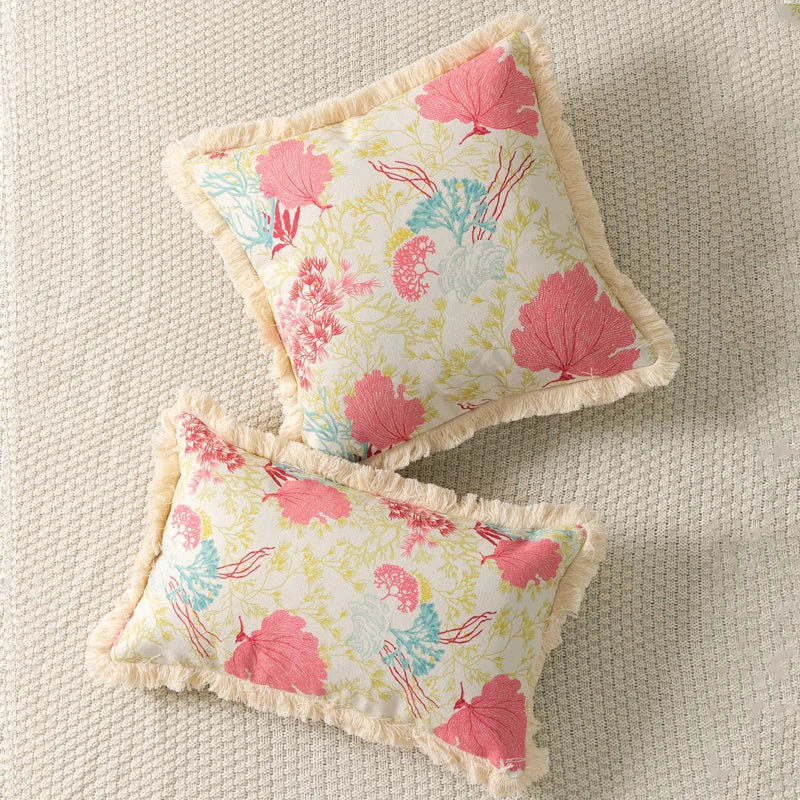 Afralia™ Summer Beach Theme Tassel Pillow Cover for Home Decoration