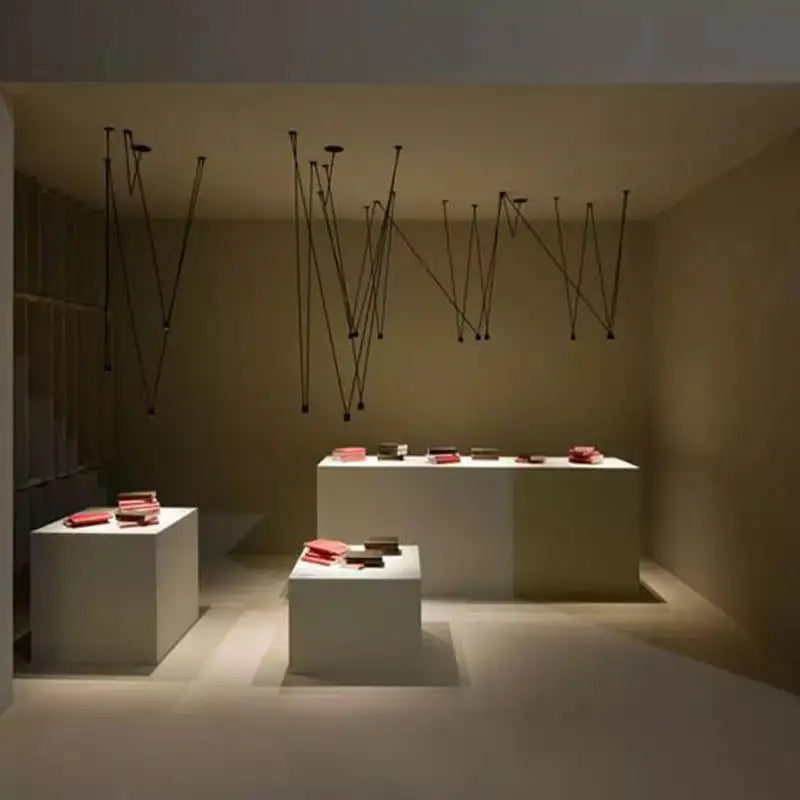 Afralia™ Black Geometric Line Pendant Lamp for Bedroom Living Room Bar Hotel