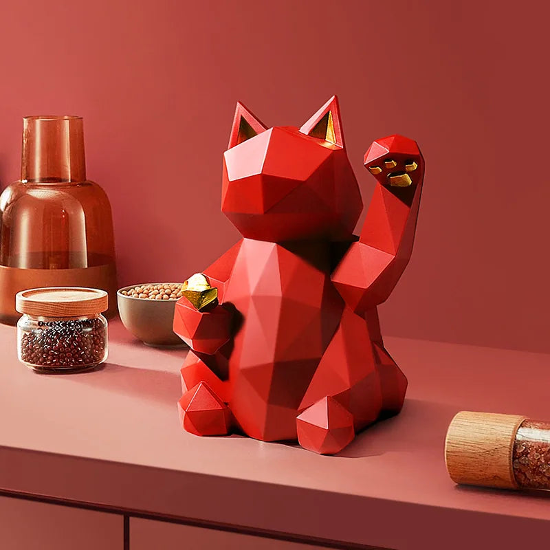 Afralia™ Lucky Cat Resin Statue: Modern Nordic Home Decor Figurine