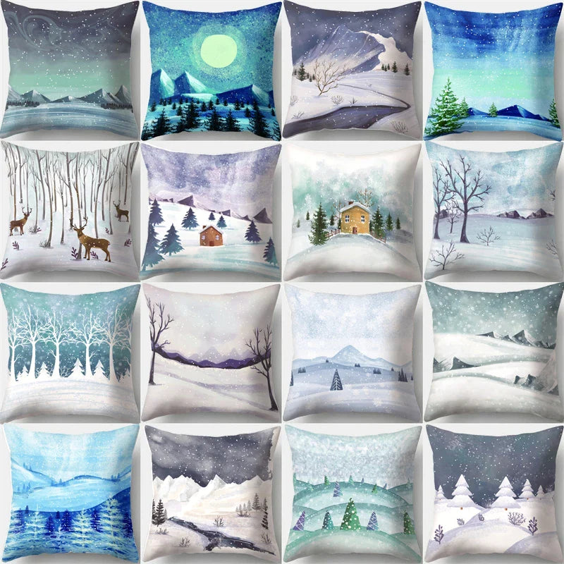 Afralia™ Christmas Deer Snow Pillow Case