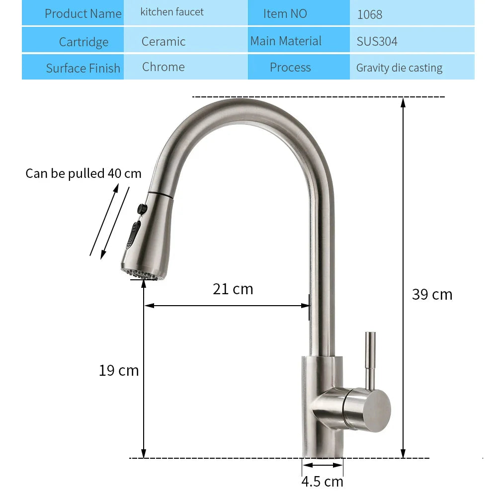 Afralia™ Gold Sensor Kitchen Faucet Stainless Steel Smart Touch Control Sink Tap