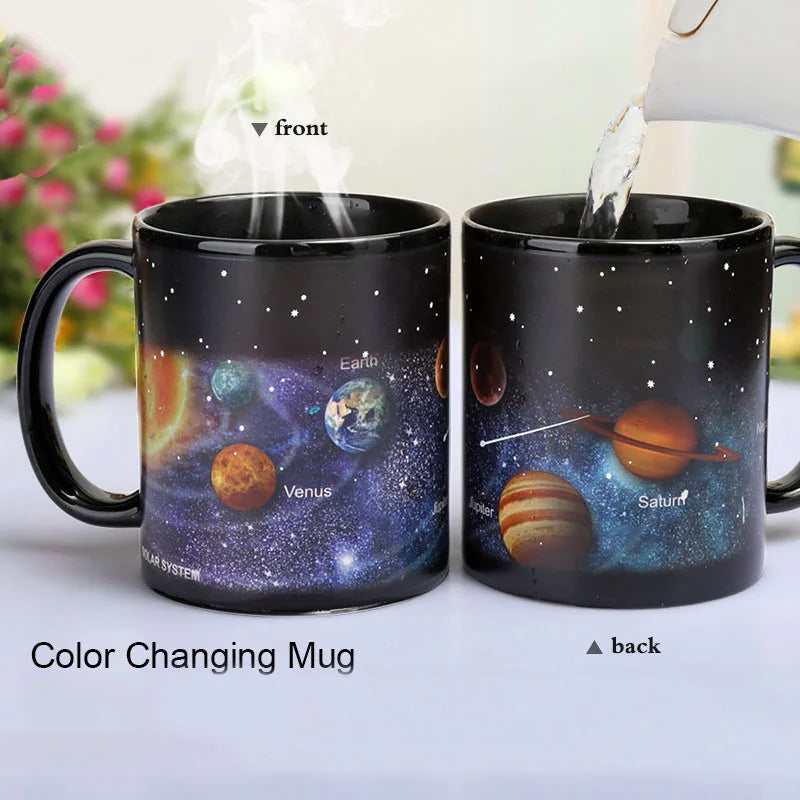 Afralia™ Solar System Ceramic Color-Changing Coffee Mug, Unique Gift for Friends & Students
