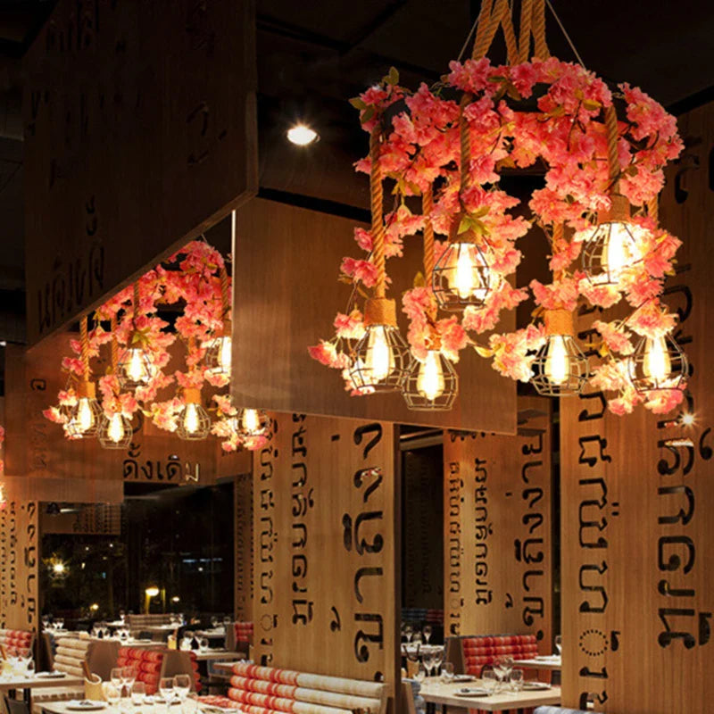 Afralia™ Sakura Green Leaf Chandelier: Stylish Indoor Lighting for Kitchen, Dining Room, Bar