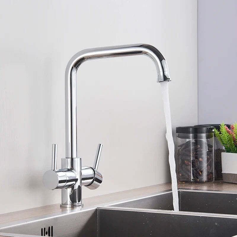 Afralia™ Dual Spout Filter Faucet with 360 Degree Rotation for Purified Kitchen Water