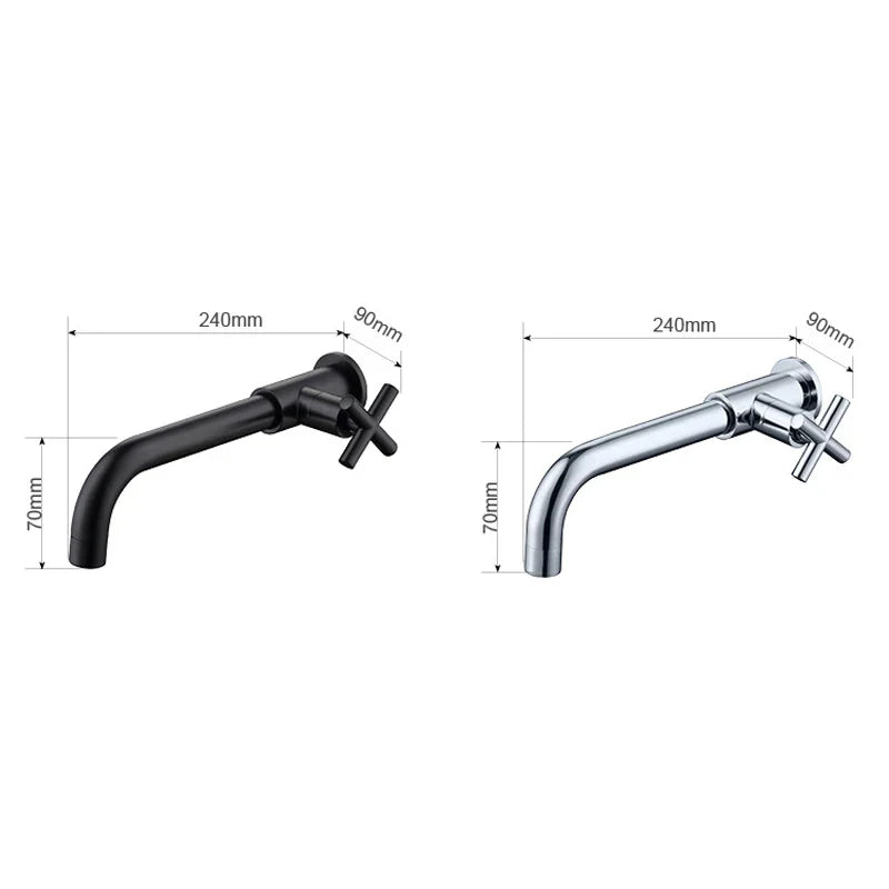 Afralia™ Matt Black Brass Wall Mount Faucet, Single Cold Water Mixer, Brushed Gold Tap