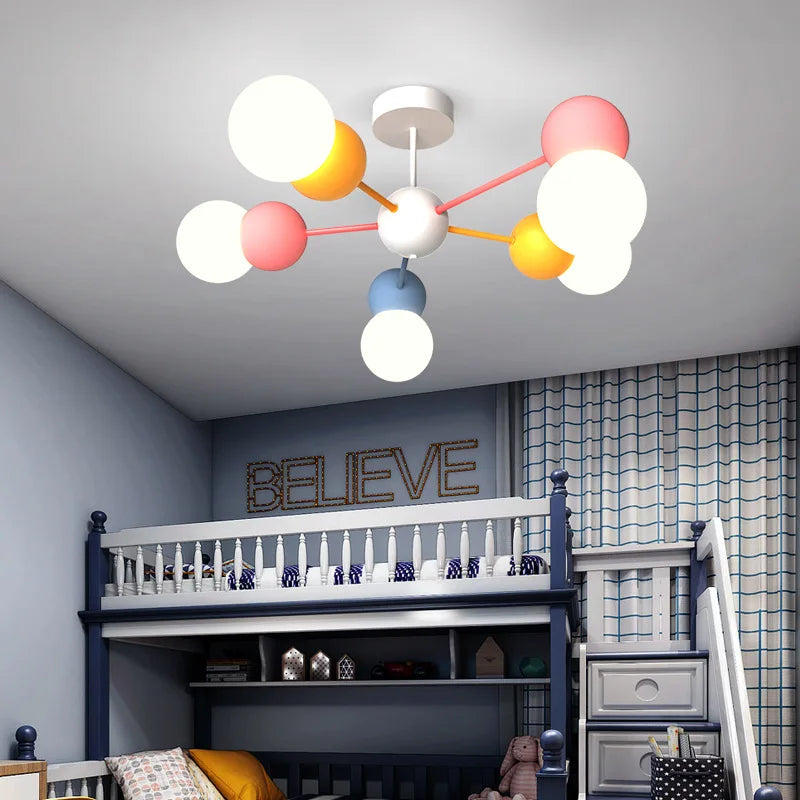 Afralia™ Cute Cartoon LED Chandelier Light for Kids Bedroom and Nursery