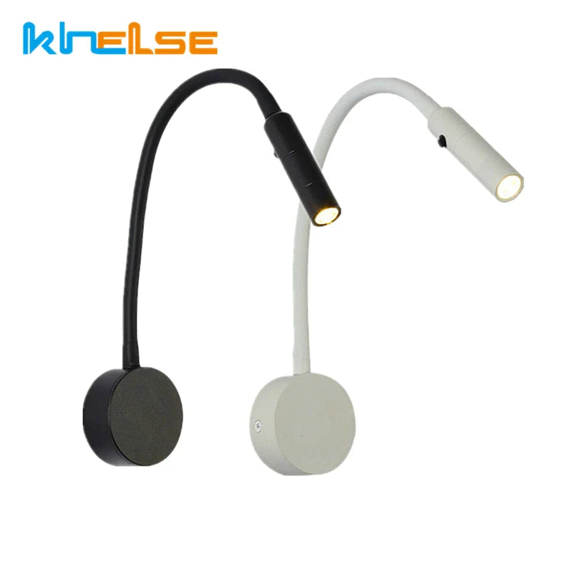 Afralia™ LED Reading Wall Lamp 3W Flexible Hose Sconce for Bedroom Study & Book Light