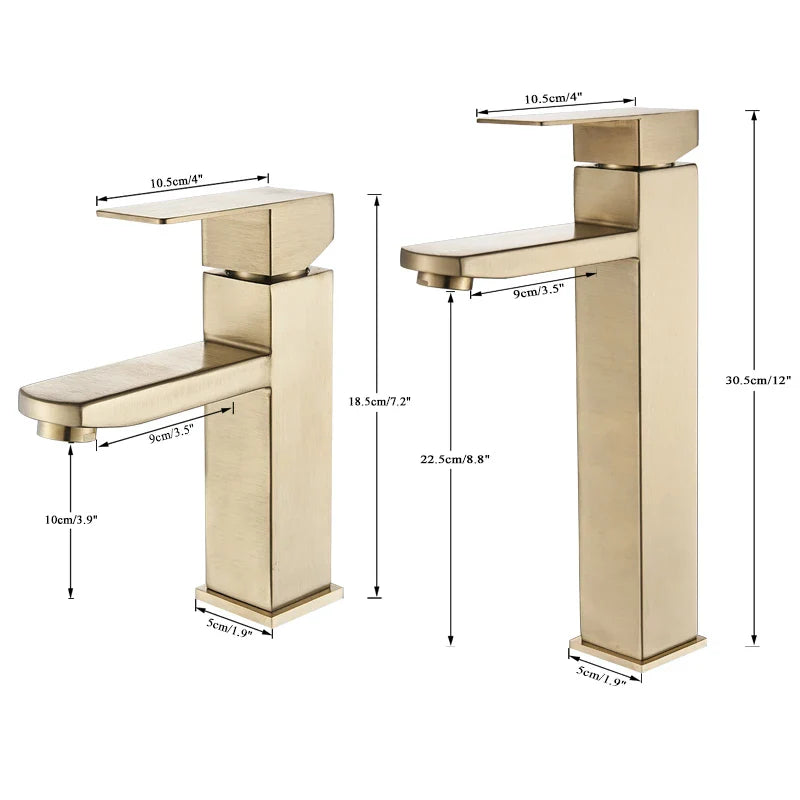 Afralia™ Brushed Gold Bathroom Basin Faucet Single Lever Vessel Sink Mixer Tap