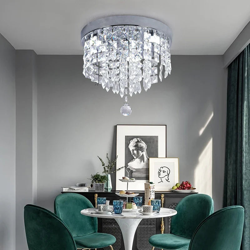 Afralia™ Crystal Chandelier Ceiling Lamp - Entrance Kitchen Chandeliers Fixtures Home Decor