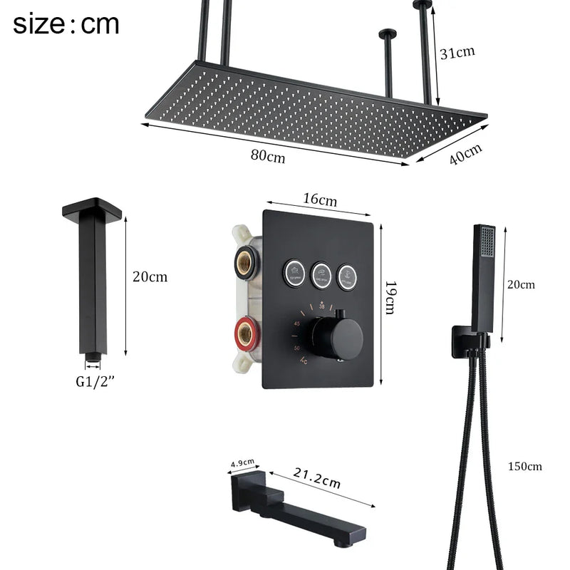 Afralia™ Thermostatic Shower Faucet Set with Rainfall Waterfall System.