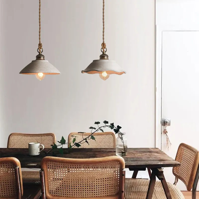 Afralia™ Cement Loft Style Industrial Pendant Light LED Luminaria