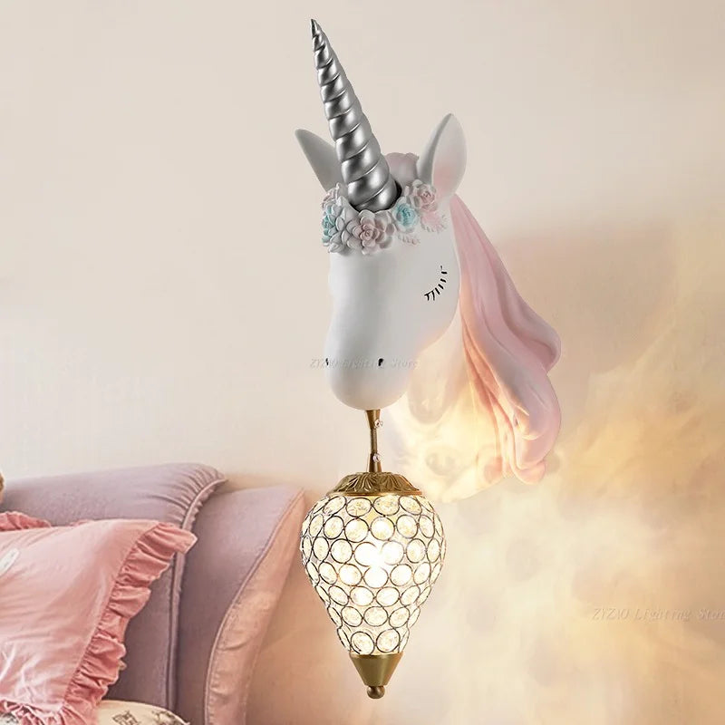 Afralia™ Unicorn Wall Lamp for Children's Room Decor