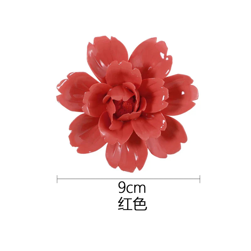 Afralia™ Ceramic Peony Wall Hanging Decoration - Handmade 3D Relief Craft