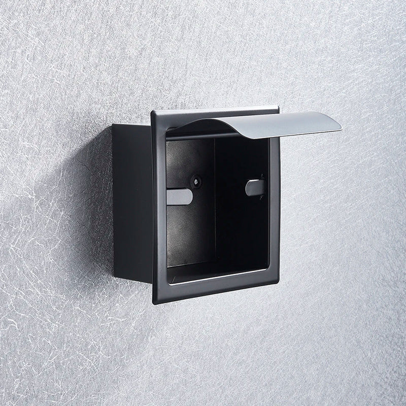 Afralia™ Bathroom Paper Holder Matte Black/Chrome Wall-Mounted Towel Rack & Roll Paper Box