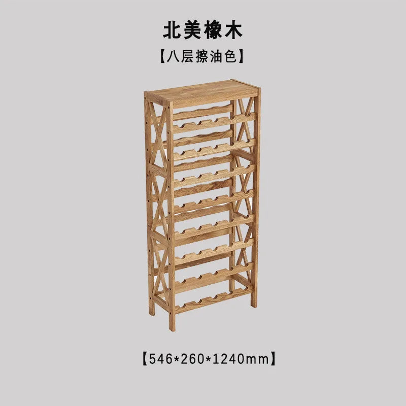 Afralia™ Oak Wood Wine Rack Cabinet Display Shelf for 25-40 Bottles