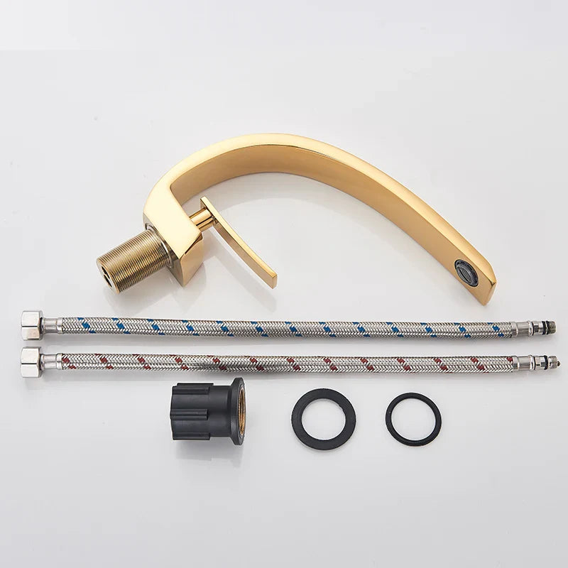 Afralia™ Brass Faucet Hot Cold Water Mixer Tap for Bathroom Vanity Sink