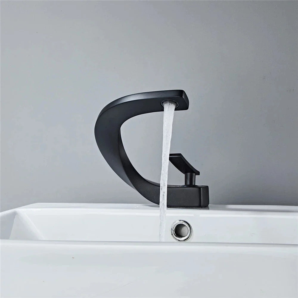 Afralia™ Modern Basin Faucet: Black, Gold, Nickel, Chrome Mixer Tap for Bathroom Sink