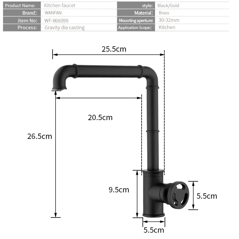 Afralia™ Matte Black Brass Bathroom Faucet Hot Cold Mixer Industrial Style WF-20B05K