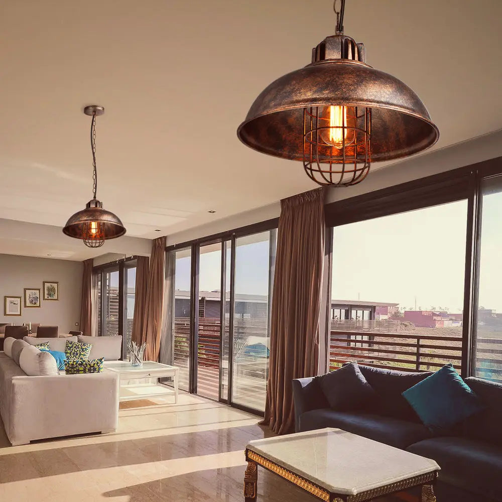 Afralia™ Retro Iron Pendant Light: Vintage Industrial Hanging Lamp for Home Decor