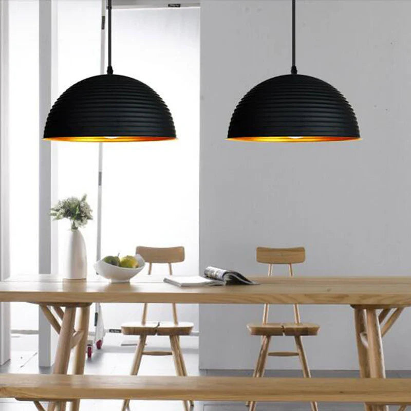 Afralia™ Black Pot Cover Semicircle Retro Droplight for Bar Cafe Bedroom Restaurant