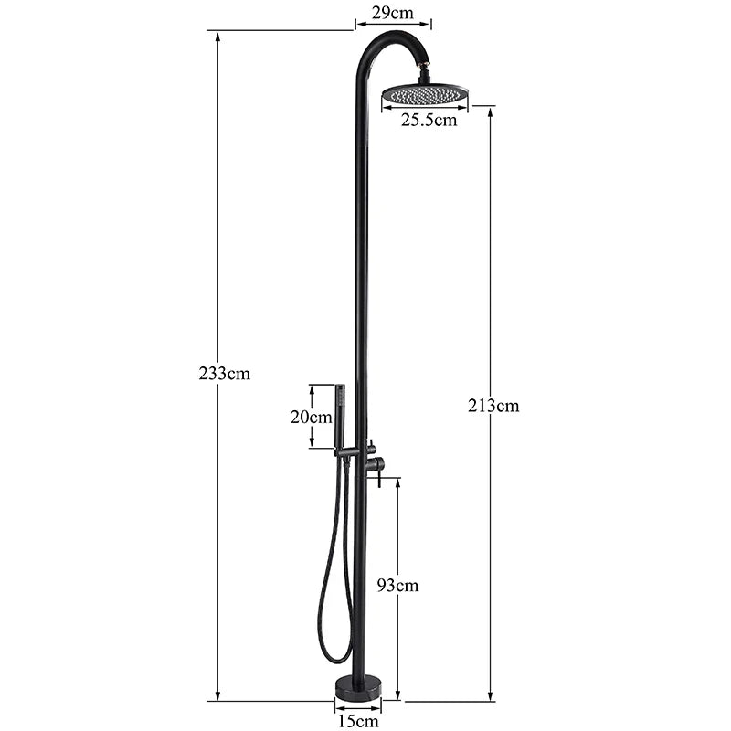 Afralia™ LED Black Outdoor Shower Set with 10" Rainfall Head